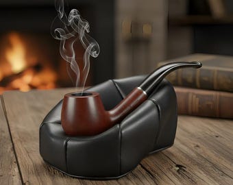 Smoking Pipe Rest, Pipe Holder Stand, Tobacco Pipe Rest, Wooden Pipe Stand, Faux Leather Pipe Rest, Pipe Display Stand, Pipe Stand For Desk