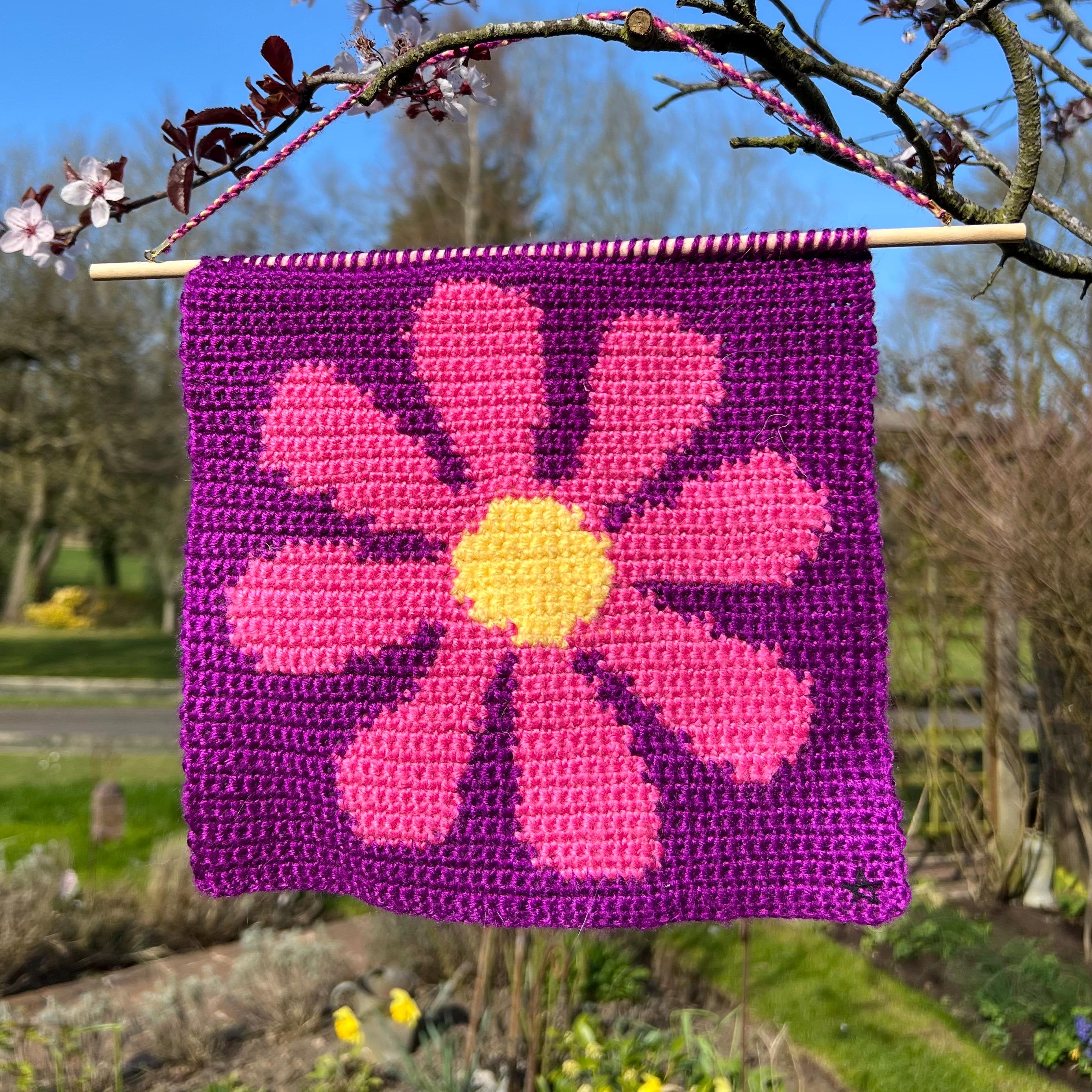 Funky Flower Tapestry Crochet Pattern: Cross Stitch & Diamond