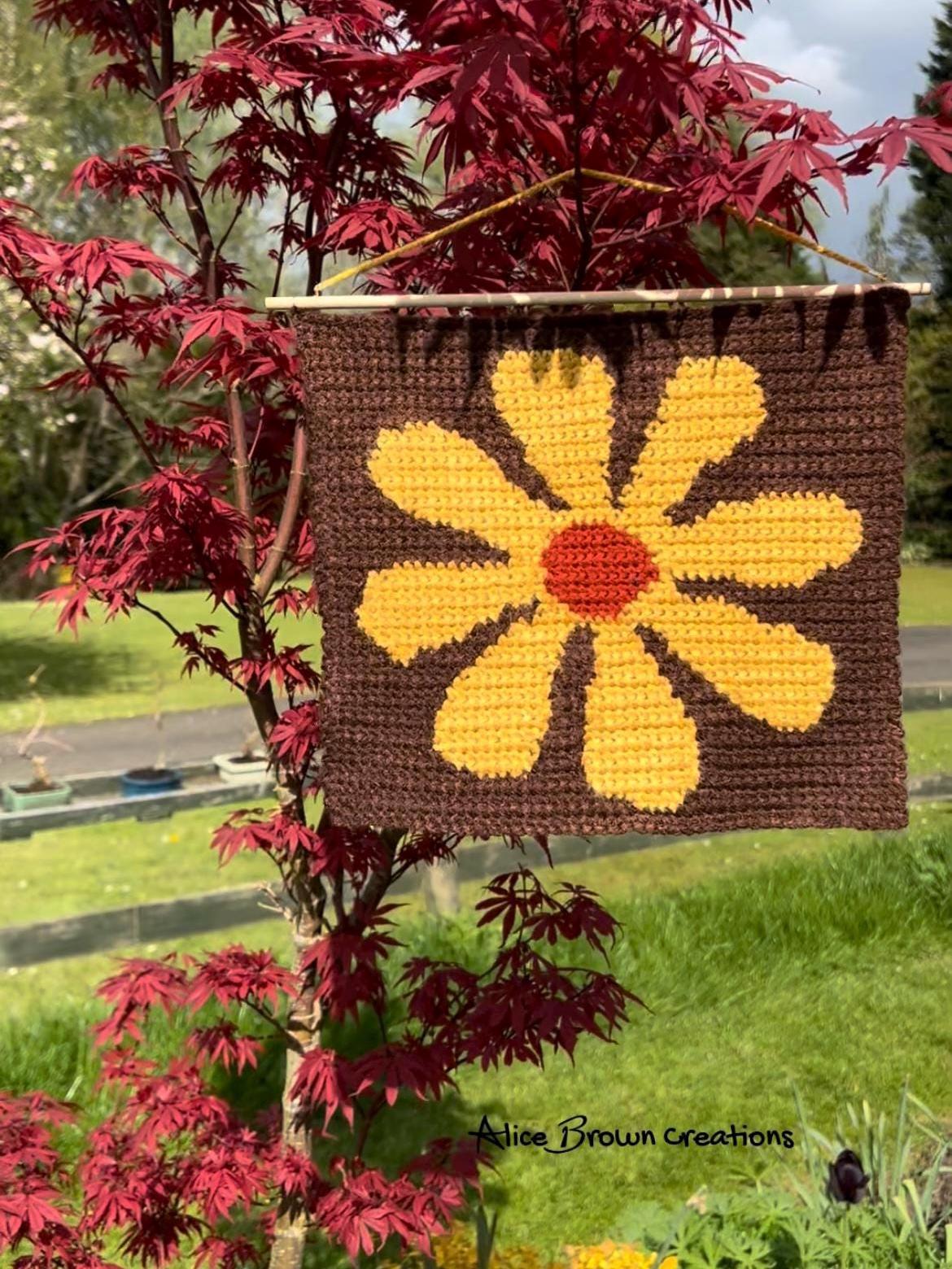 Funky Flower Tapestry Crochet Pattern: Cross Stitch & Diamond