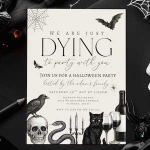 Vintage Halloween Invitation Template, Halloween Invite, Printable Halloween Party for Adults, Editable Instant, Printable Digital Download