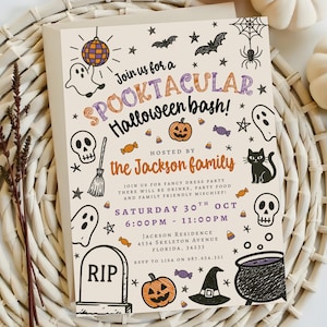 Editable Halloween Birthday Invitation, Ghost Invite, Spooktacular Halloween Party Invitation, Halloween Birthday, Canva, Instant Download