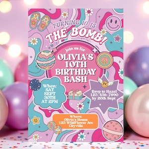 Zaproszenie na imprezę Bath Bomb Party z możliwością edycji, motyw imprezy Preppy Teen Slumber Spa Party