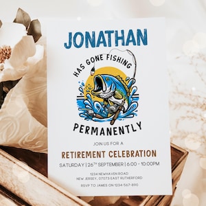 Editable O-fish-ally Retiring Invitation, Retirement Party Invite, Fishing Retirement Invite, Template, Digital, Instant Download, Fisherman