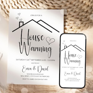 Editable House Warming Invitation, House Warming Party, Modern, Minimalist, Printable or Text Invite, Digital, House Party Invite, Canva
