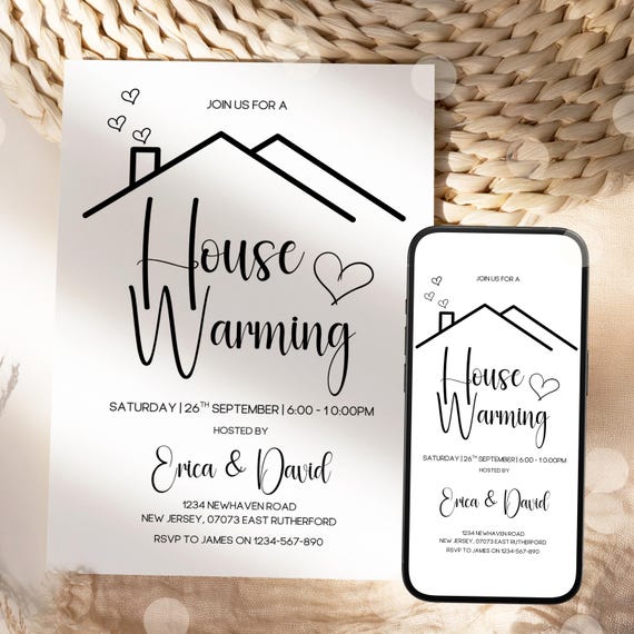 Editable House Warming Invitation, House Warming Party, Modern, Minimalist, Printable or Text Invite, Digital, House Party Invite, Canva