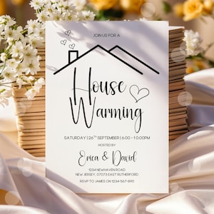 Editable House Warming Invitation, House Warming Party, Modern, Minimalist, Printable or Text Invite, Digital, House Party Invite, Canva image 6