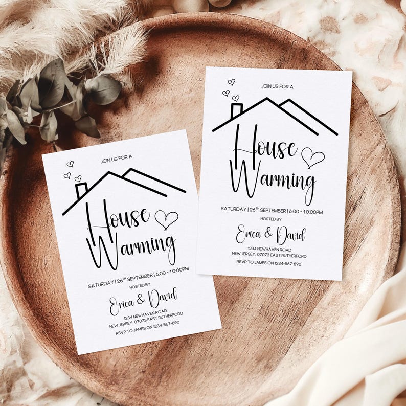 Editable House Warming Invitation, House Warming Party, Modern, Minimalist, Printable or Text Invite, Digital, House Party Invite, Canva image 5