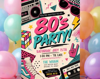 80s Party Invitation Retro 80's Mixtape Dance Party Invite Template