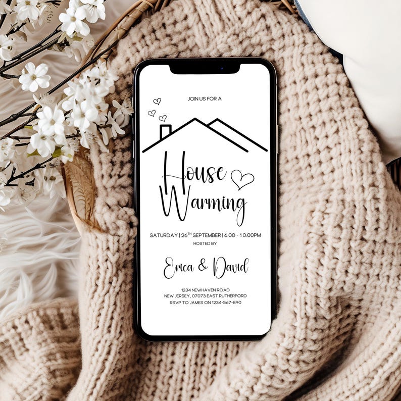 Editable House Warming Invitation, House Warming Party, Modern, Minimalist, Printable or Text Invite, Digital, House Party Invite, Canva image 7