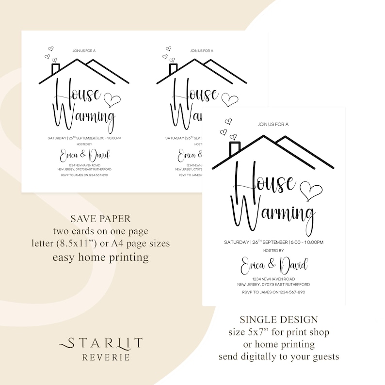 Editable House Warming Invitation, House Warming Party, Modern, Minimalist, Printable or Text Invite, Digital, House Party Invite, Canva image 8