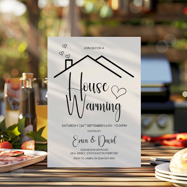 Editable House Warming Invitation, House Warming Party, Modern, Minimalist, Printable or Text Invite, Digital, House Party Invite, Canva image 4