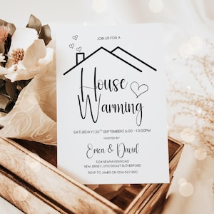 Editable House Warming Invitation, House Warming Party, Modern, Minimalist, Printable or Text Invite, Digital, House Party Invite, Canva image 2