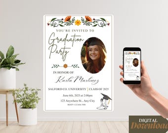 Editable Graduation Invitation Template: Photo Party (Digital Download)