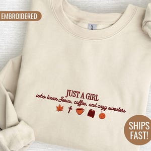 Embroidered Christian Fall Sweatshirt For Women Fall Shirt Embroidered Christian Sweater Pumpkin Spice Shirt For Her Christian Jesus Shirt