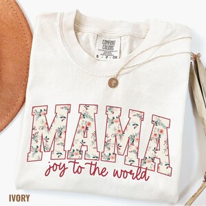 Comfort Colors Mama Christmas Shirt Christian Mom Christmas Tshirt, Pink Boho Floral Christmas Tee, Christmas Flower T Shirt