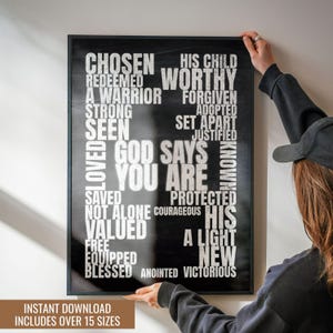 Scripture Wall Art Teen Boy Christian Affirmations Black White College Dorm Poster Print Religious Inspiration Bible Wall Decor Minimalist