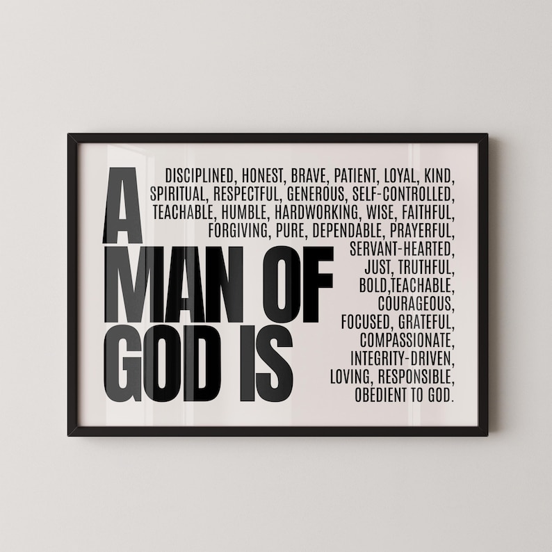 Manly Scripture Graphics A Man of God is Teen Boy Bible Verse Wall Art Christian Room Decor Boys ...