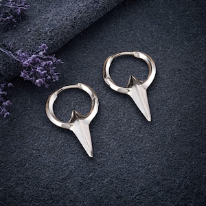 Stainless Steel Spike Huggie Hoop Earrings for Men, Punk Rock Jewelry, Gothic Spike Earrings, Unisex Gift, Edgy Hoop Earrings
