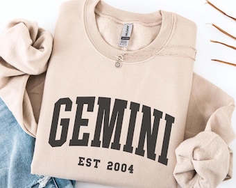 Gemini Sweatshirt Personalized Birthday Gift for Her Gemini Astrology Crewneck Custom Star Sign Pullover Minimalist Horoscope Sweatshirt