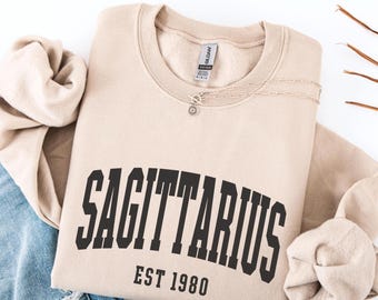 Sagittarius Sweatshirt Personalized Birthday Gift Sagittarius Astrology Crewneck Custom Star Sign Pullover Minimalist Horoscope Sweatshirt