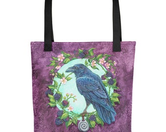 Tote bag - Raven and Blackberry Bramble by Jane Starr Weils