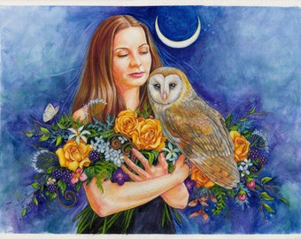 The Owl - art print by artist Jane Starr Weils