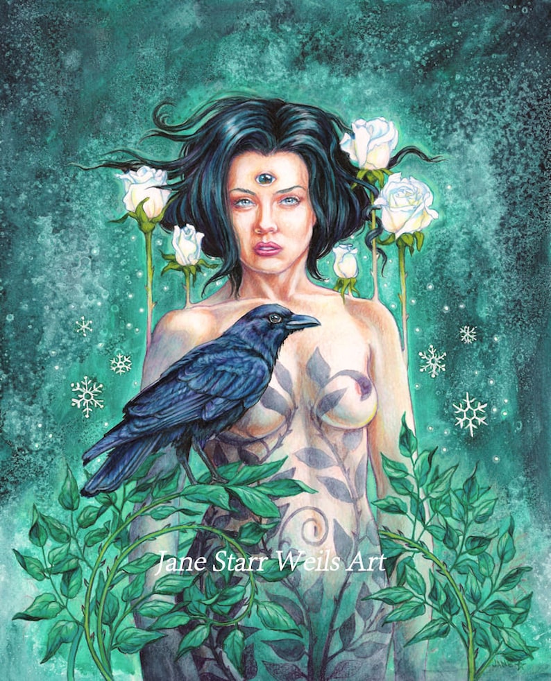 Vision Crow Gave me_Winter Roses by artist Jane Starr Weils image 1