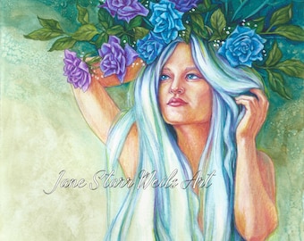 Original painting "Sapphire Wildrose" by Jane Starr Weils