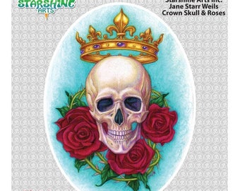 Crown Skull and Roses