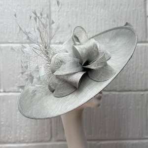Duck Egg Sinamay Hatinator: Looped Bow & Feather Fascinator