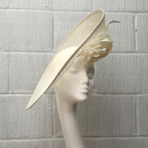 White Sinamay Fascinator: Wedding Ascot Races Headpiece
