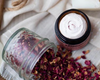 Rose-Infused 100% Grass-Fed Whipped Tallow Balm with Organic Jojoba/Rosehip Oil for face, dry, Sensitive Skin, Eczema (Rose-Infused)