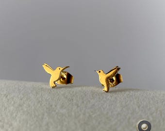 Boucles d'oreilles petit oiseau en acier inoxydable, argent/or, clou d'oreille oiseaux délicats, bijoux animaux, cadeau pour amoureux de la nature, amis, anniversaire, soeur
