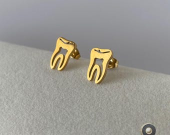 Tiny Dental Tooth Earrings Stainless Steel, Dentist Stud, Dainty Tooth Stud Earring, Minimalist Jewelry, Gift For Dentist, Wisdom Teeth