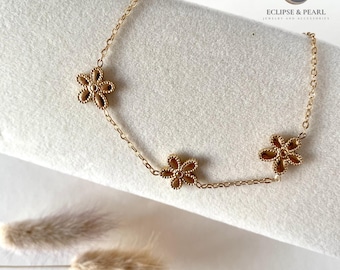 Blumen Armband Gold Daisy, Gänseblümchen Armband, Gänseblümchen Armband in Gold, Geschenk für sie, Schichtarmband, wasserdichtes Armband
