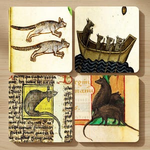 The Rat Bestiary Mittelalterliche Ratten Untersetzer, Set von 4