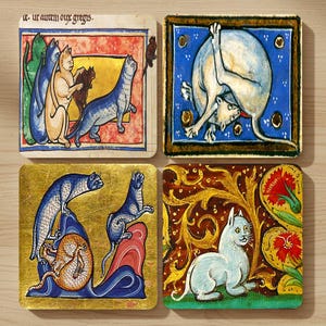 Medieval Cats II - Medieval Cat Coasters, Set of 4