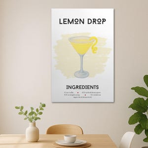 Lemon Drop Martini Print, Trendy Cocktail Poster, Wedding Signature Drink Sign, Bar Cart Decor, Lemon Drop Lover Gift, Cocktail Lover Gift