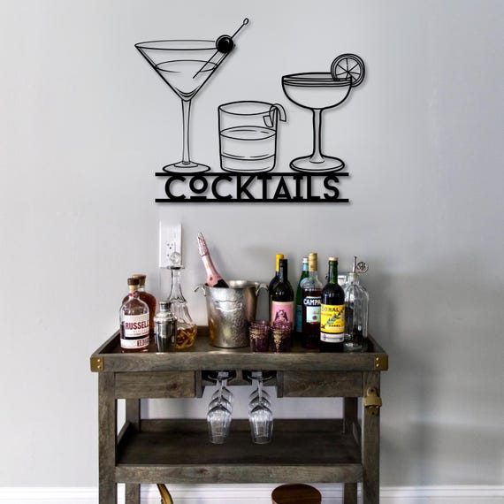 Metal Cocktail Sign, Cocktail Poster, Bar Cart Decor, Bar Art, Bar Decor, Whiskey Lovers Gift, Cocktail Lovers Gift