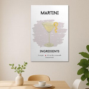 Martini Canvas Art Print, Trendy Wall Art, Bar Cart Decor, Cocktail Lover Gift, Bar Decor, Kitchen Decor, Mixology Gift, Martini Bar Decor