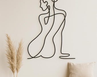 Minimalist Feminine Line Wall Decor, Female Body Art, Modern Home Decor, Bathroom Wall Art, Gift for Her, Metal Wall Art, Housewarming Gift