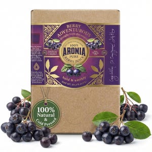 Aronia Berry Juice, Full Strength - Naturally sweet- grown & cold pressed in USA | Farmer physician founded | 4x antioxidants, 3 Liter