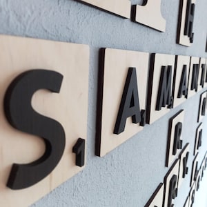 Azulejos de Scrabble de madera personalizados: arte de pared personalizado, decoración con apellidos, azulejos rústicos con letras, regalo de boda, decoración del hogar.
