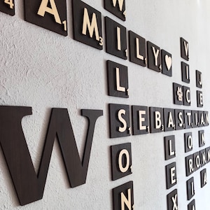 Scrabble wall art, Wooden letter tiles, scrabble tiles, wood tiles, Personalized Scrabble Wall Art, Wood family name personalized