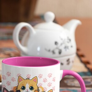 Cat Lover Coffee Mug - Cute Ceramic Kitten Cup with Colorful Cat Paw Pattern | Funny Meow Design - Perfect Gift for Pet Owners
