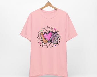 Hand-Drawn LOVE Heart Doodle T-Shirt: Pop Art Tee
