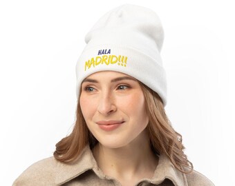 Hala Madrid embroidered knit beanie | Soccer fan cuff hat