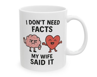Funny Ceramic Coffee Mug | Heart vs Brain Design