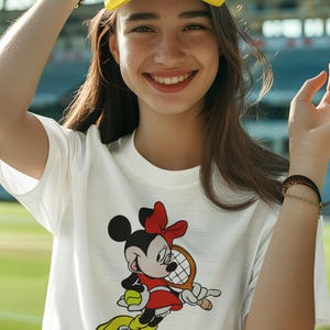 Minnie Mouse Tennis T-Shirt Tennis Gift for Her Disney Shirt Tennis Shirt Disneyworld Shirt for Girl Gift White