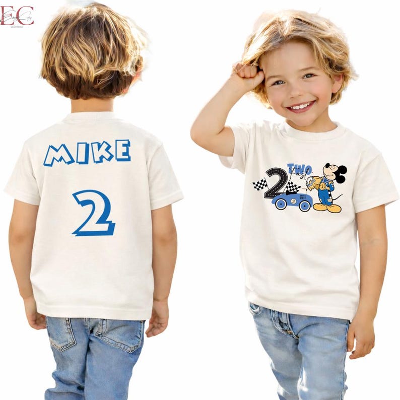 Custom Mickey Mouse Birthday Boy T-Shirt Personalized Mickey Birthday Shirt Two Fast Birthday Disney Shirt Racing Shirt